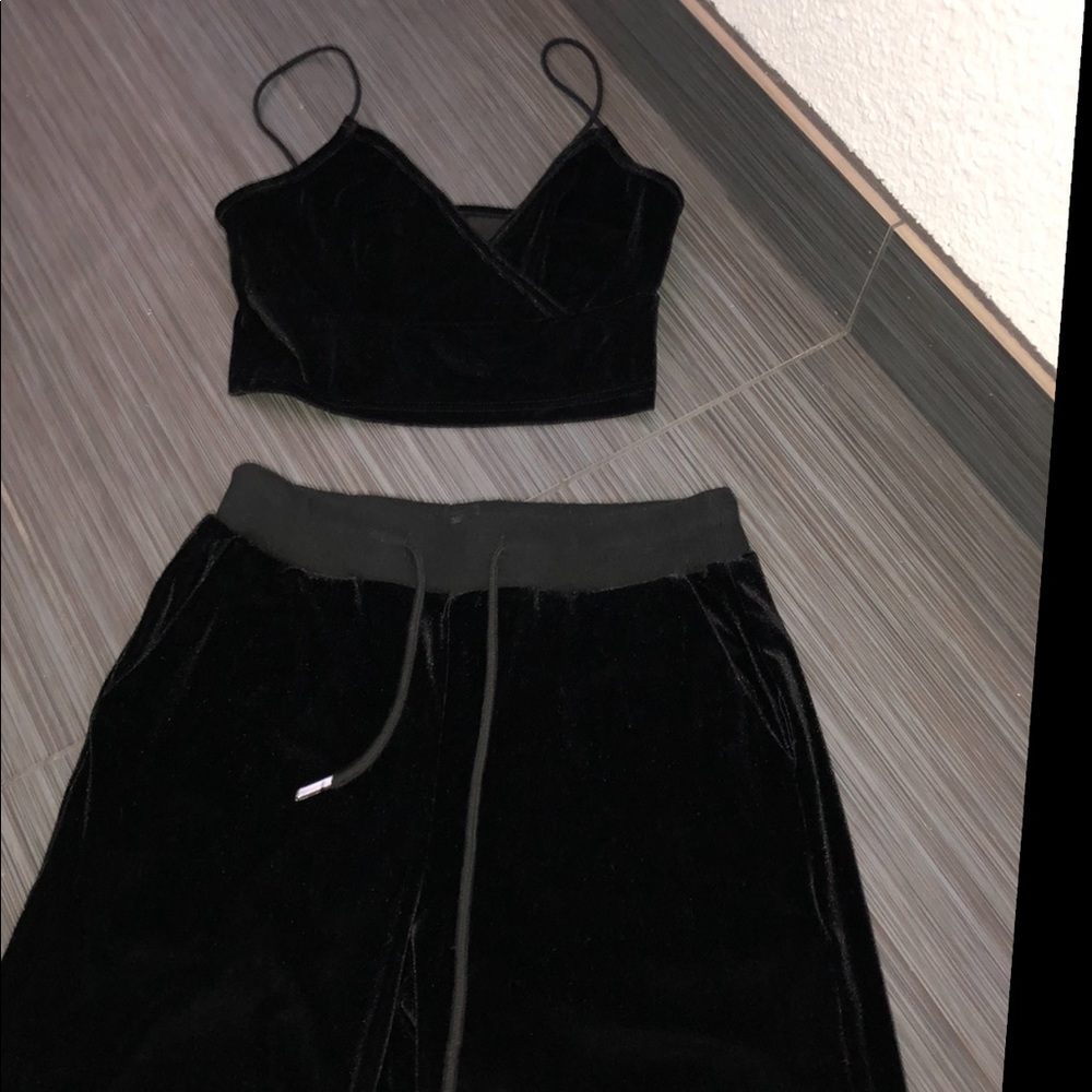 Black two piece Velour set